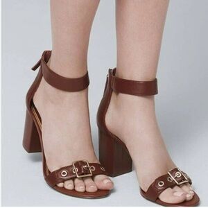 WHBM GROMMET BUCKLE ANKLE STRAP SANDALS